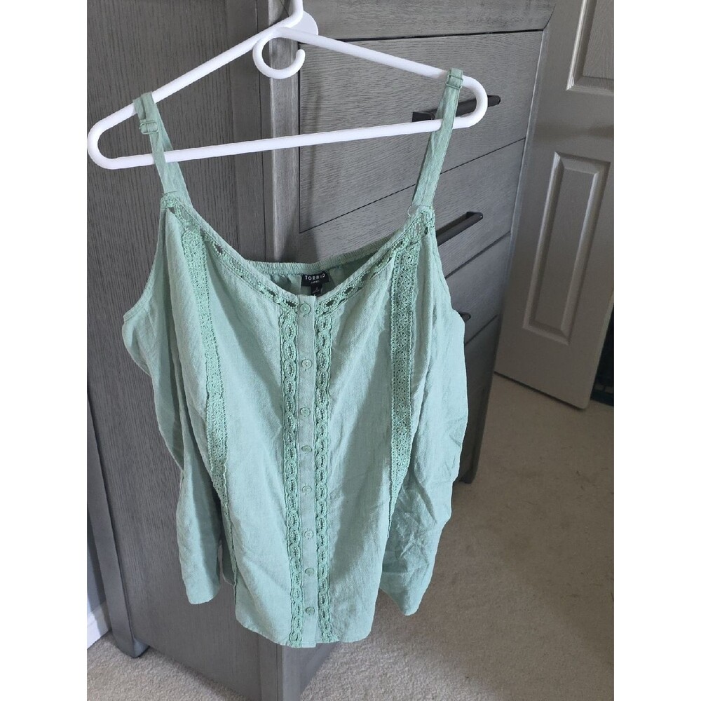 torrid Sage Green Lace-Trim Button Front Camisole